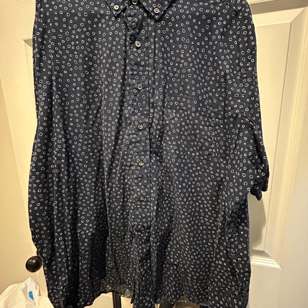 George Men's Dark Blue Patterned Button Down Shirt